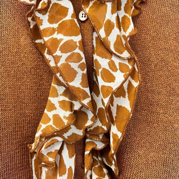 Doncaster Womens Button Up Cardigan Sweater Multicolor Giraffe Long Sleeve M - Picture 5 of 11